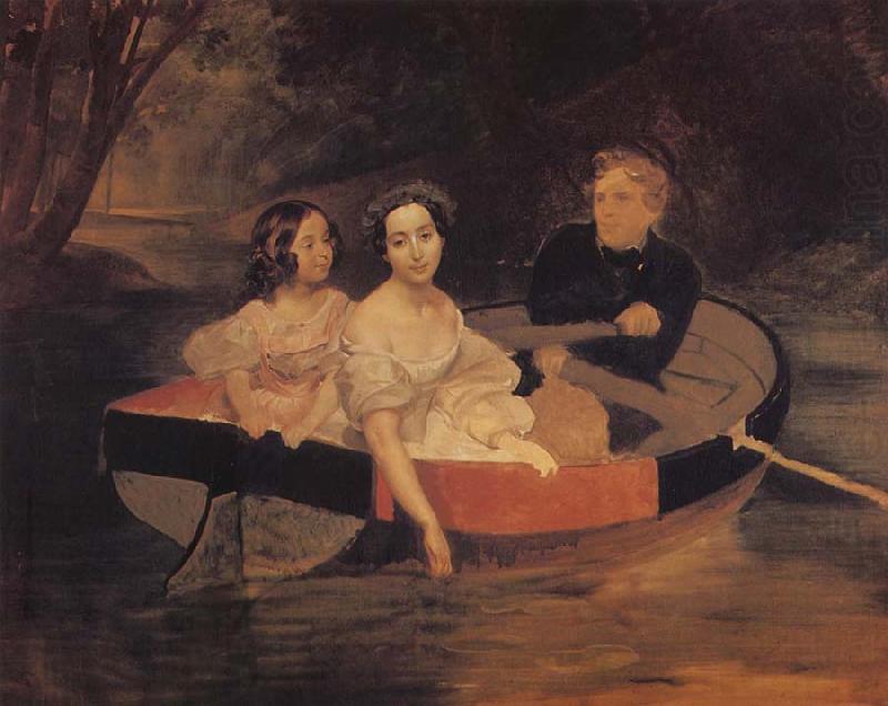 Karl Briullov Portrait of the Artist with Baroness Yekaterina Meller-akomelskaya and her Daughter in a Boat oil painting picture